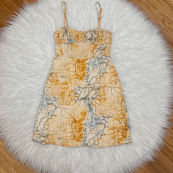 Urban Outfitters By The Sea Map Print Mini Dress Size XS | Summer - Picture 3 of 9